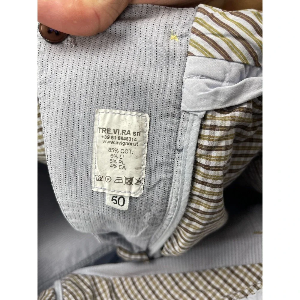 Claude Bonucci‎ Mens Pants 34x36 Gray Striped Straight Cotton Blend